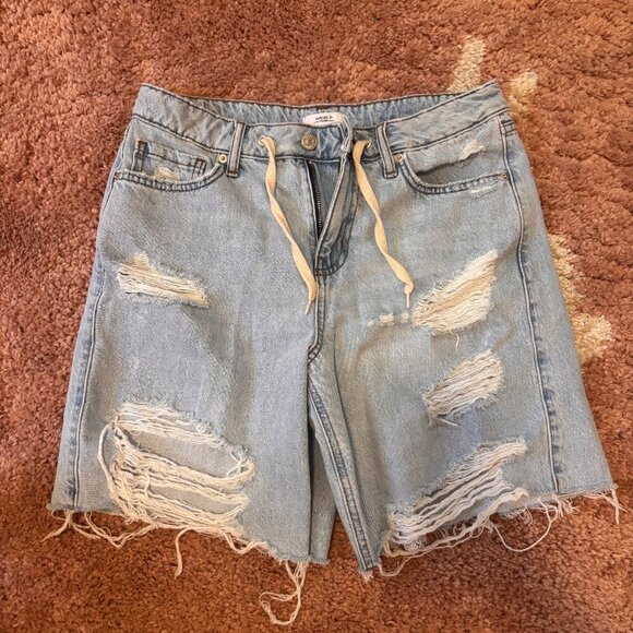 Forever 21 High Rise Distressed Drawstring Shorts Womens Size 28 - Picture 1 of 4